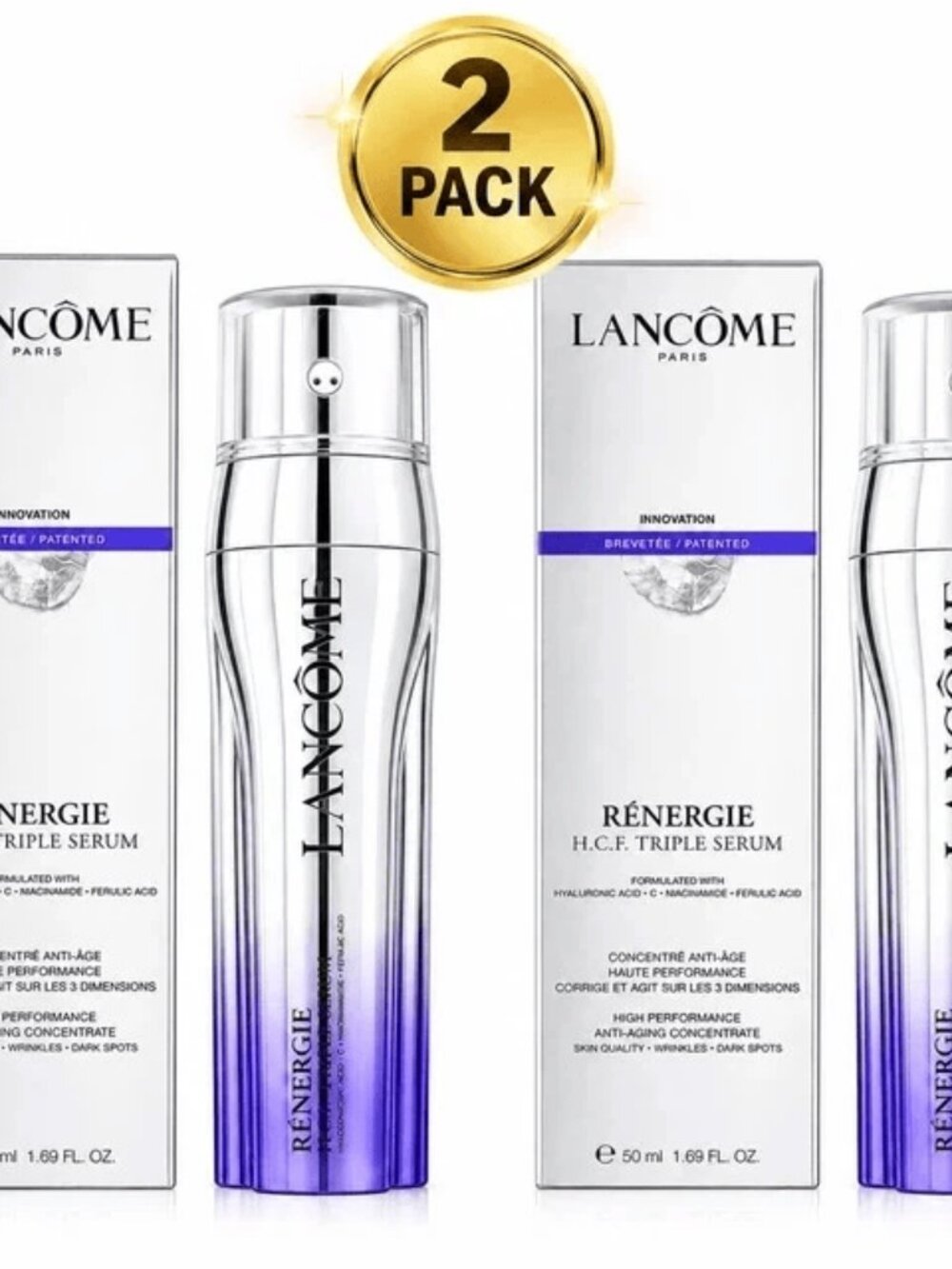 Pack Of 2 Lancome Renergie H.C.F Triple Serum ANTI-AGING 1.7oz /50mL FULL SZ - Picture 5 of 5
